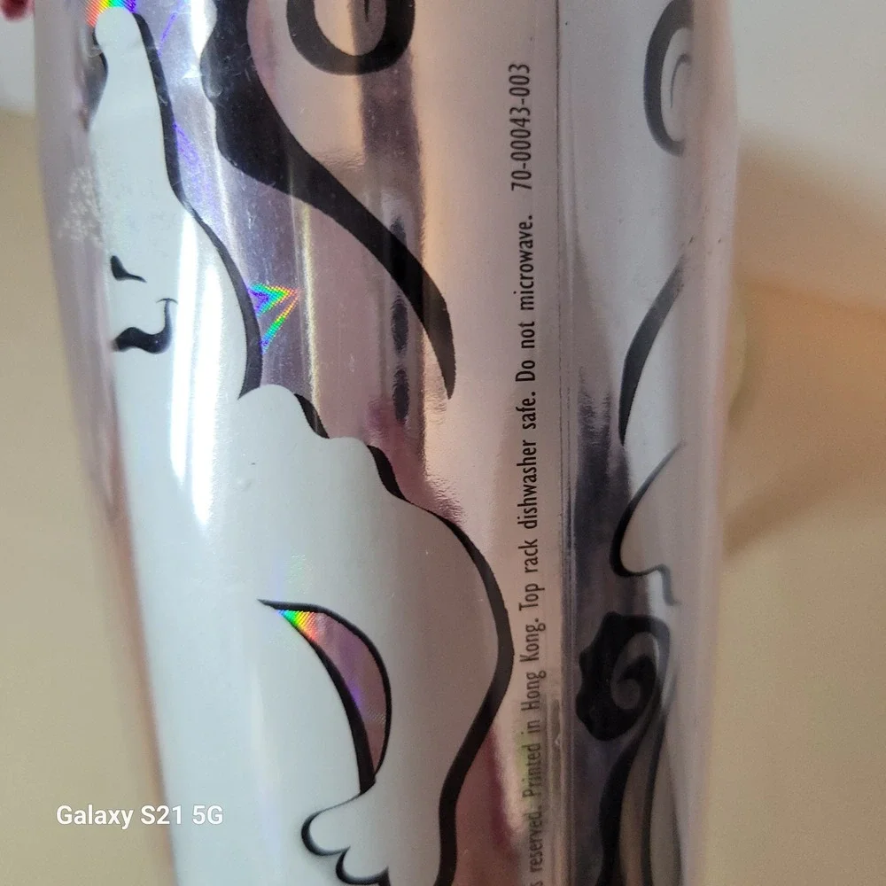 Starbucks 2004 Halloween Ghost Tumbler 16oz Holographic Silver Travel Mug BOO